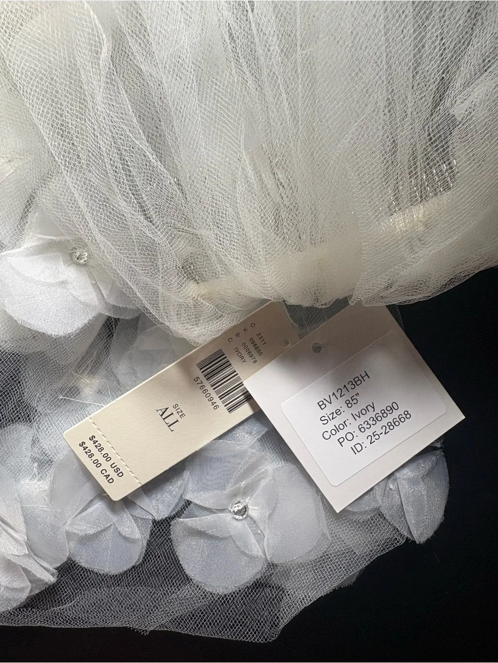 Anthropologie Bridal Veil - Ivory veil with scattered white flowers